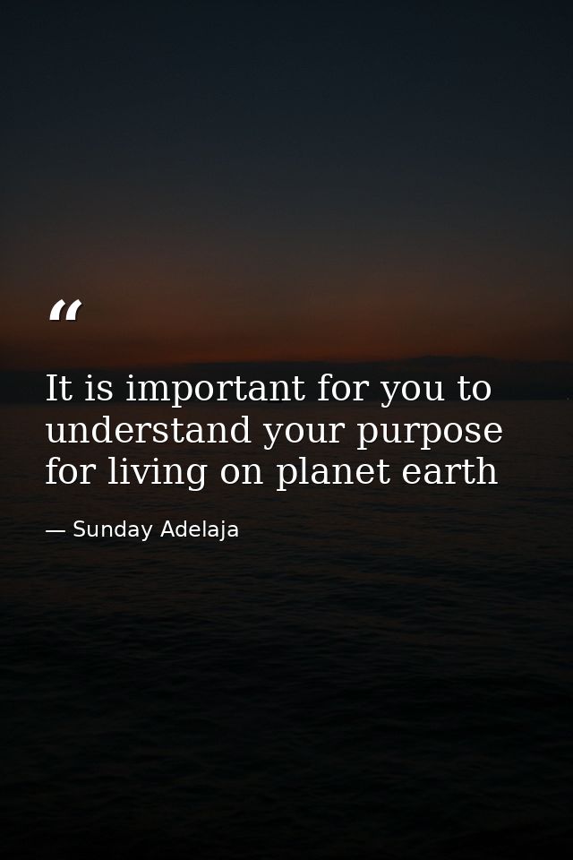 It is important for you to understand your purpose for living on planet earth — Sunday Adelaja