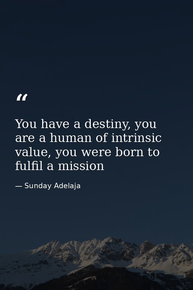 You have a destiny, you are a human of intrinsic value, you were born to fulfil a mission — Sunday Adelaja
