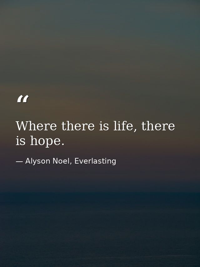 Where there is life, there is hope. — Alyson Noel, Everlasting