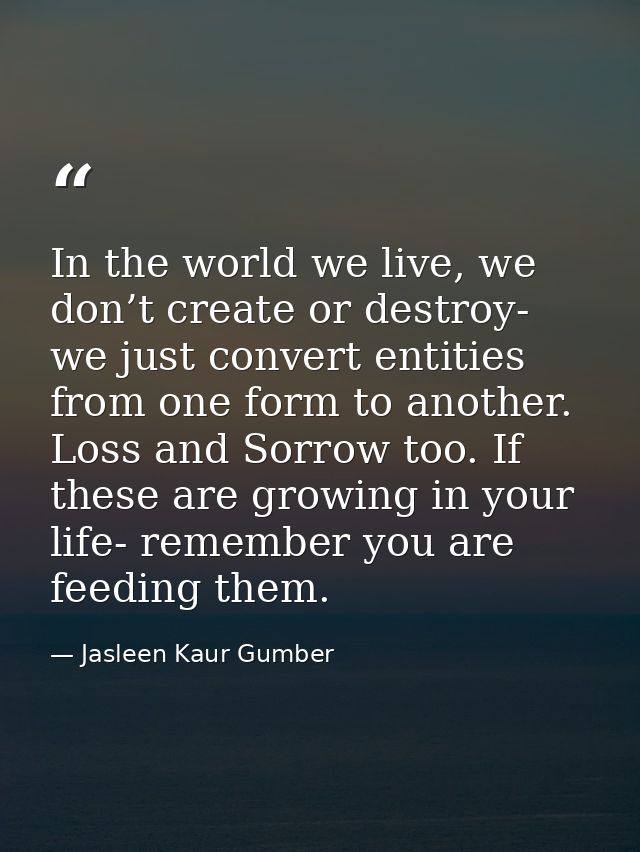 In the world we live, we don’t create or destroy- we just convert entities from one form to another. Loss and Sorrow too — Jasleen Kaur Gumber