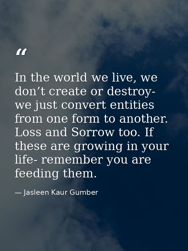 In the world we live, we don’t create or destroy- we just convert entities from one form to another. Loss and Sorrow too — Jasleen Kaur Gumber