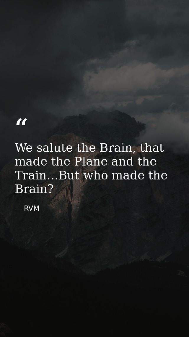 We salute the Brain, that made the Plane and the Train…But who made the Brain? — RVM