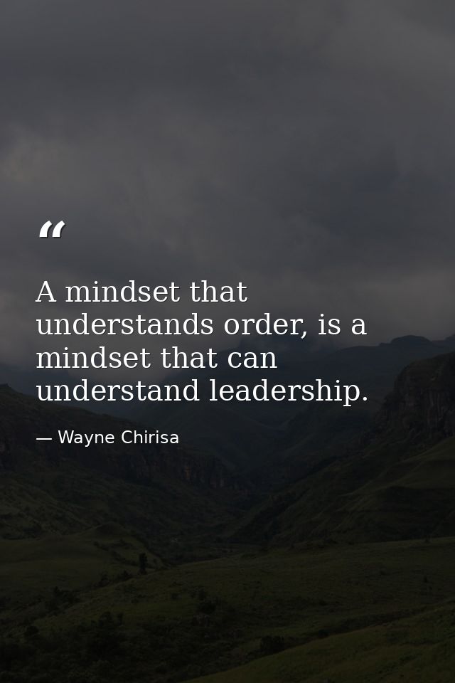 A mindset that understands order, is a mindset that can understand leadership. — Wayne Chirisa