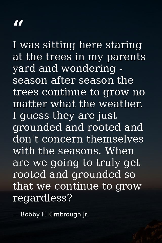 I was sitting here staring at the trees in my parents yard and wondering - season after season the trees continue to gro — Bobby F. Kimbrough Jr.