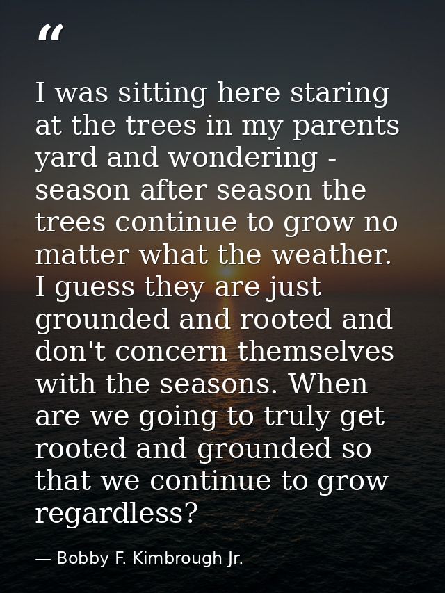 I was sitting here staring at the trees in my parents yard and wondering - season after season the trees continue to gro — Bobby F. Kimbrough Jr.
