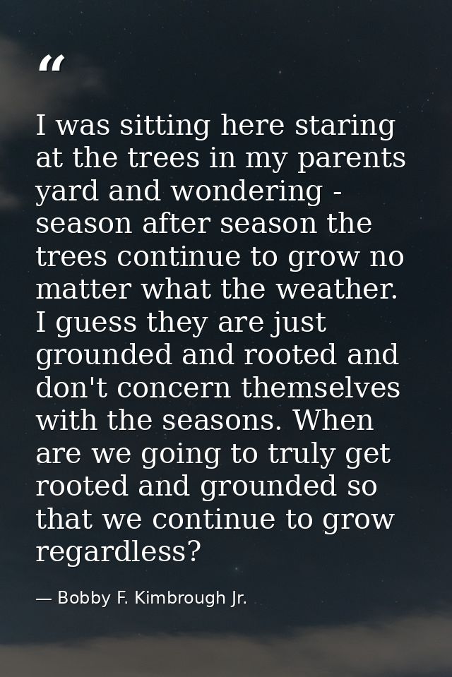 I was sitting here staring at the trees in my parents yard and wondering - season after season the trees continue to gro — Bobby F. Kimbrough Jr.