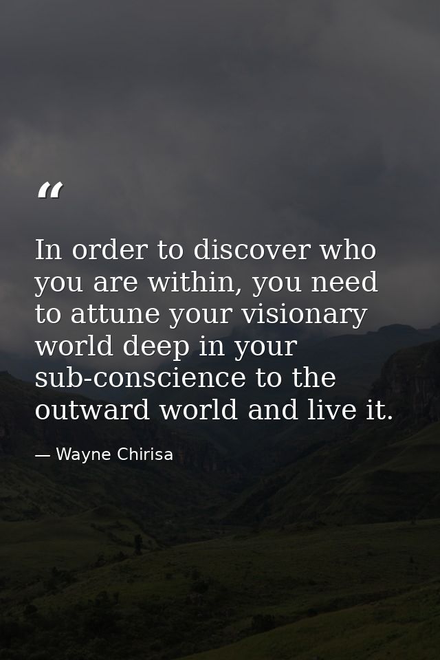 In order to discover who you are within, you need to attune your visionary world deep in your sub-conscience to the outw — Wayne Chirisa