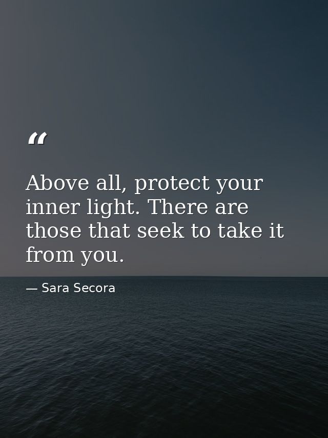 Above all, protect your inner light. There are those that seek to take it from you. — Sara Secora