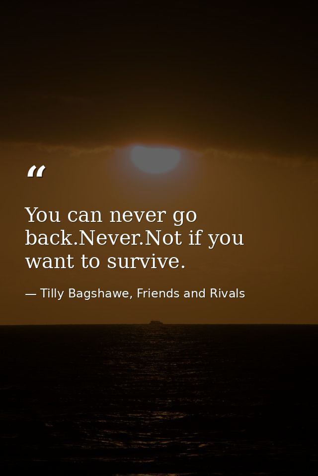 You can never go back.Never.Not if you want to survive. — Tilly Bagshawe, Friends and Rivals