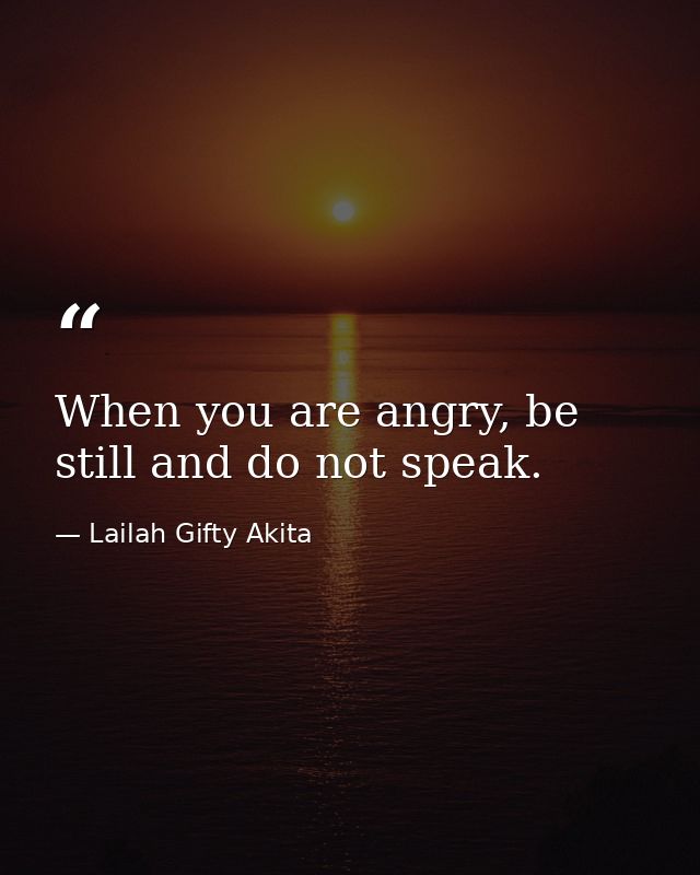When you are angry, be still and do not speak. — Lailah Gifty Akita