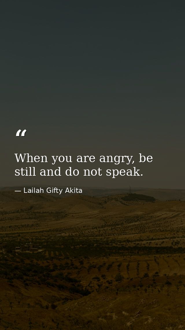 When you are angry, be still and do not speak. — Lailah Gifty Akita