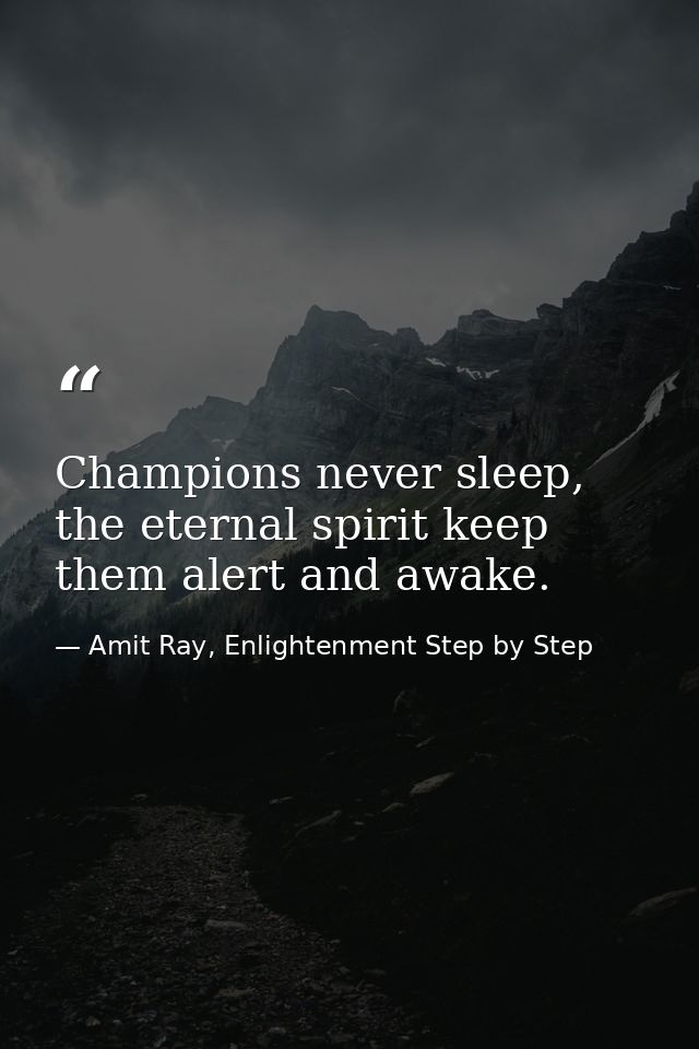 Champions never sleep, the eternal spirit keep them alert and awake. — Amit Ray, Enlightenment Step by Step