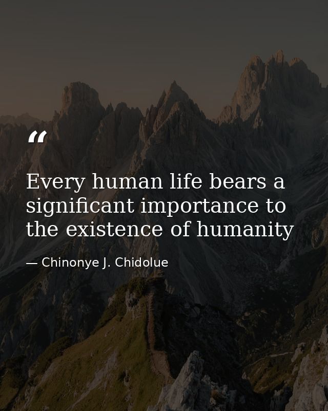 Every human life bears a significant importance to the existence of humanity — Chinonye J. Chidolue
