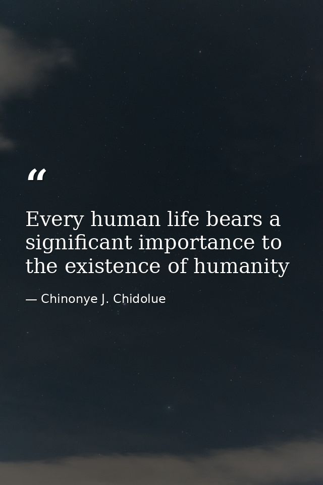 Every human life bears a significant importance to the existence of humanity — Chinonye J. Chidolue