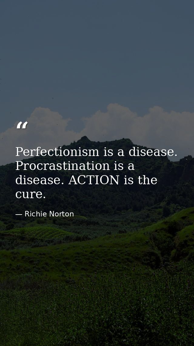 Perfectionism is a disease. Procrastination is a disease. ACTION is the cure. — Richie Norton