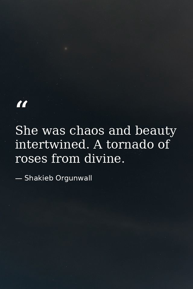 She was chaos and beauty intertwined. A tornado of roses from divine. — Shakieb Orgunwall