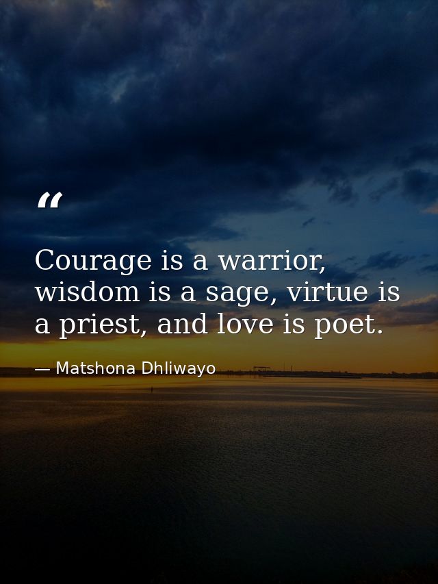 Courage is a warrior, wisdom is a sage, virtue is a priest, and love is poet. — Matshona Dhliwayo