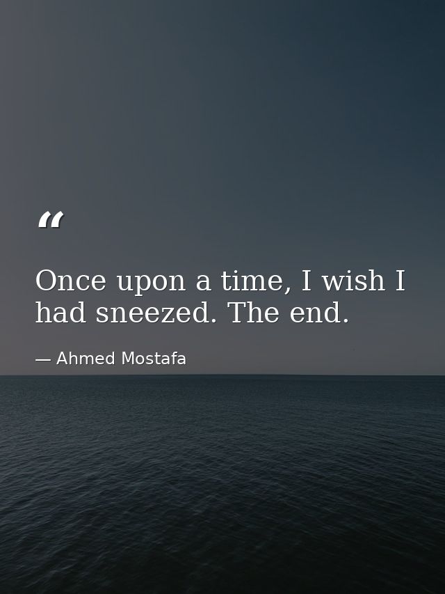 Once upon a time, I wish I had sneezed. The end. — Ahmed Mostafa