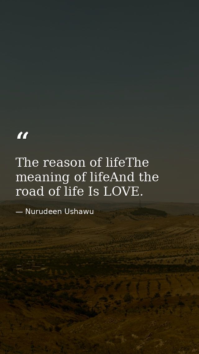 The reason of lifeThe meaning of lifeAnd the road of life Is LOVE. — Nurudeen Ushawu