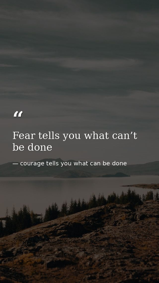 Fear tells you what can’t be done — courage tells you what can be done