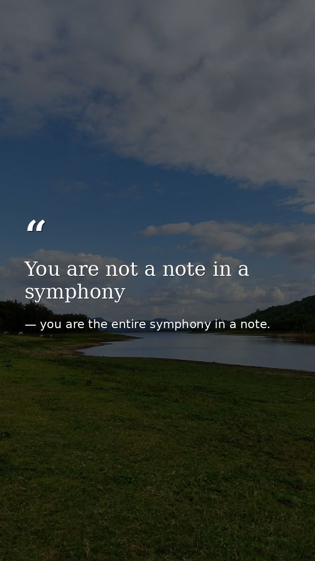 You are not a note in a symphony — you are the entire symphony in a note.