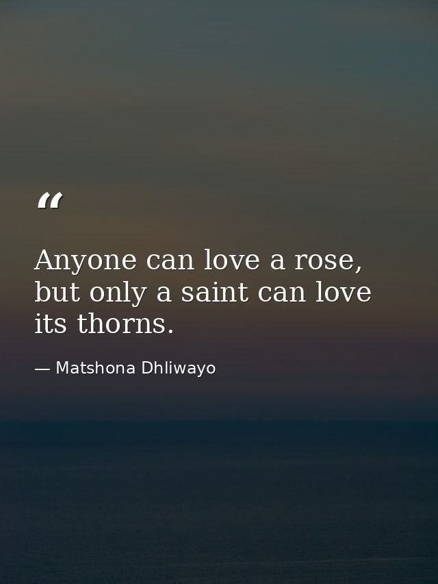 Anyone can love a rose, but only a saint can love its thorns. — Matshona Dhliwayo