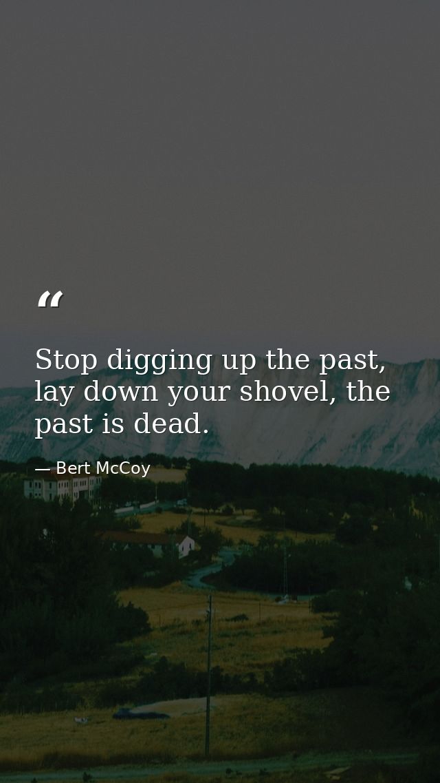 Stop digging up the past, lay down your shovel, the past is dead. — Bert McCoy