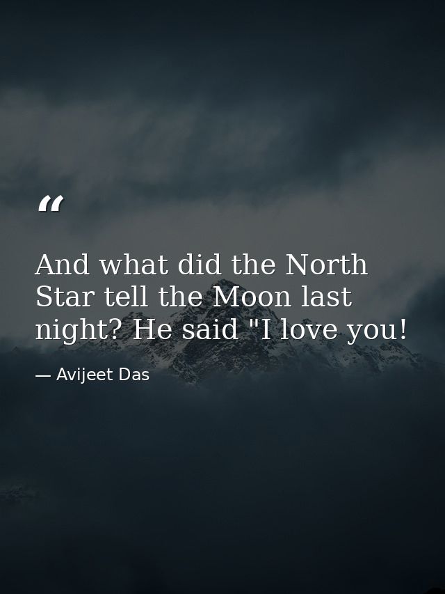 And what did the North Star tell the Moon last night? He said "I love you! — Avijeet Das