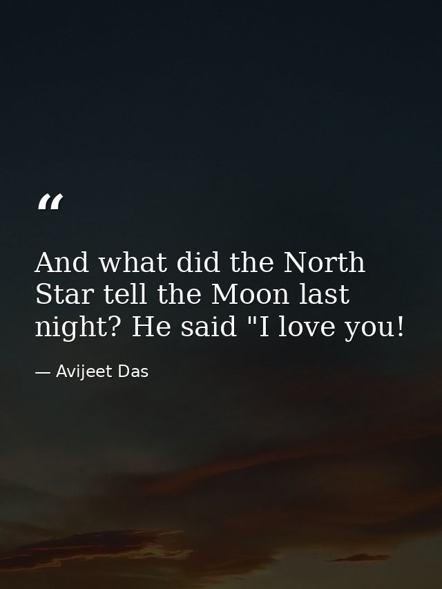 And what did the North Star tell the Moon last night? He said "I love you! — Avijeet Das