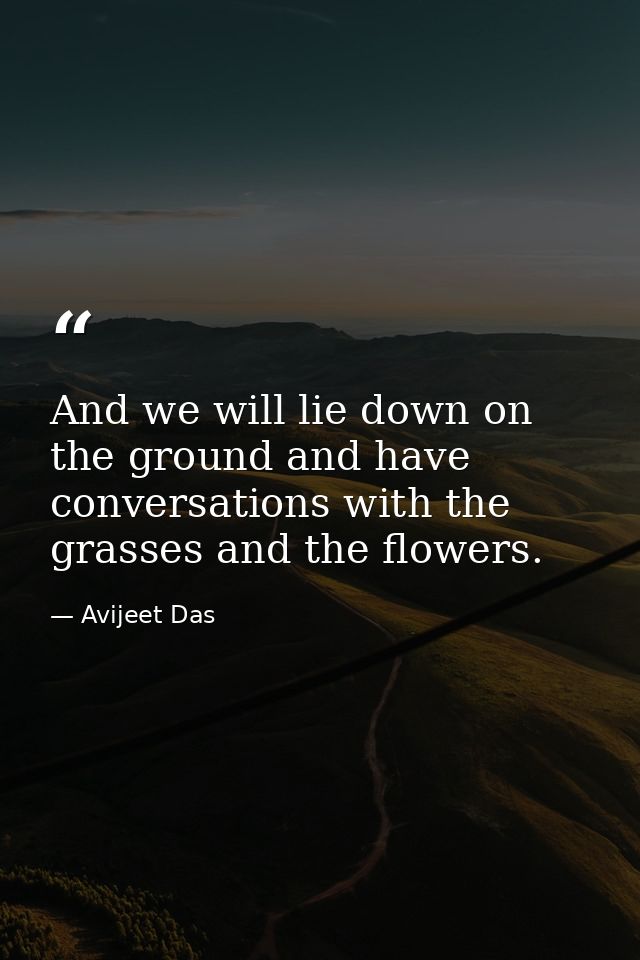 And we will lie down on the ground and have conversations with the grasses and the flowers. — Avijeet Das