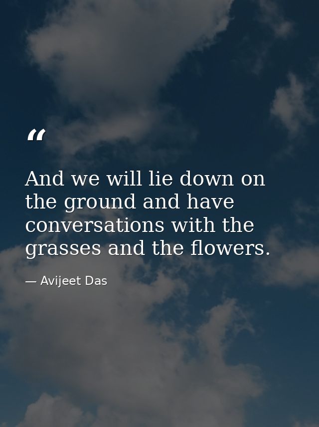 And we will lie down on the ground and have conversations with the grasses and the flowers. — Avijeet Das