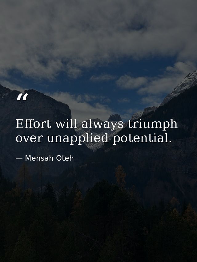 Effort will always triumph over unapplied potential. — Mensah Oteh