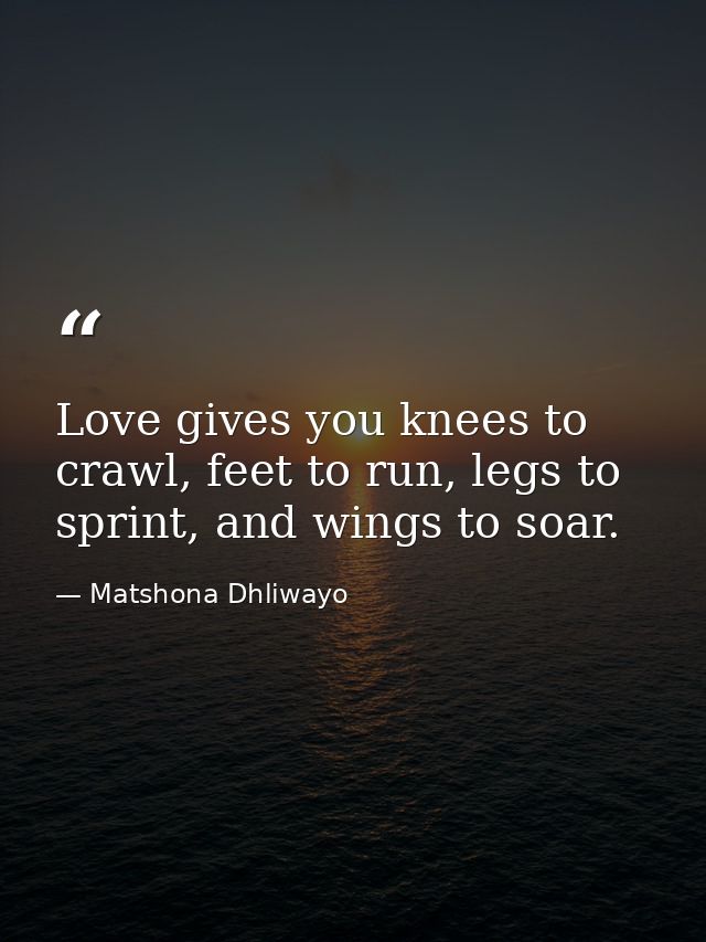 Love gives you knees to crawl, feet to run, legs to sprint, and wings to soar. — Matshona Dhliwayo