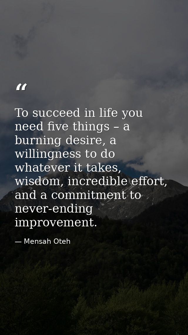 To succeed in life you need five things – a burning desire, a willingness to do whatever it takes, wisdom, incredible ef — Mensah Oteh