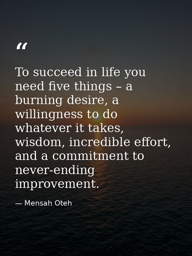 To succeed in life you need five things – a burning desire, a willingness to do whatever it takes, wisdom, incredible ef — Mensah Oteh