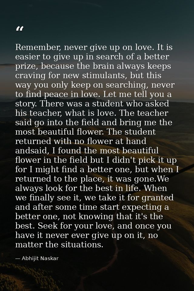 Remember, never give up on love. It is easier to give up in search of a better prize, because the brain always keeps cra — Abhijit Naskar