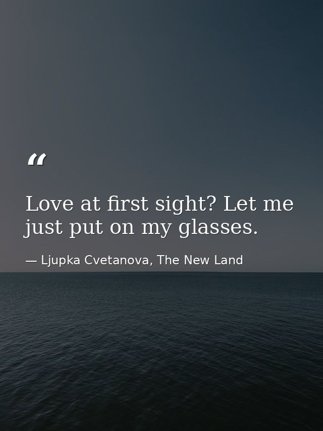 Love at first sight? Let me just put on my glasses. — Ljupka Cvetanova, The New Land