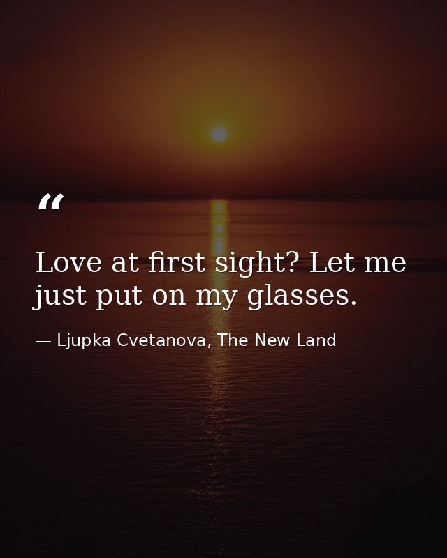 Love at first sight? Let me just put on my glasses. — Ljupka Cvetanova, The New Land