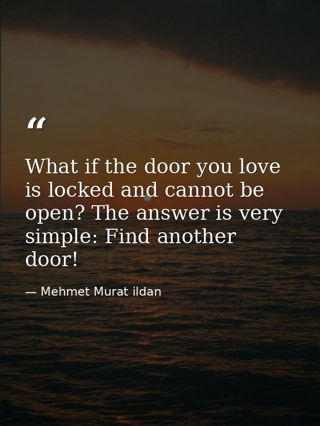 What if the door you love is locked and cannot be open? The answer is very simple: Find another door! — Mehmet Murat ildan