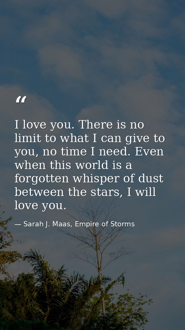 I love you. There is no limit to what I can give to you, no time I need. Even when this world is a forgotten whisper of  — Sarah J. Maas, Empire of Storms