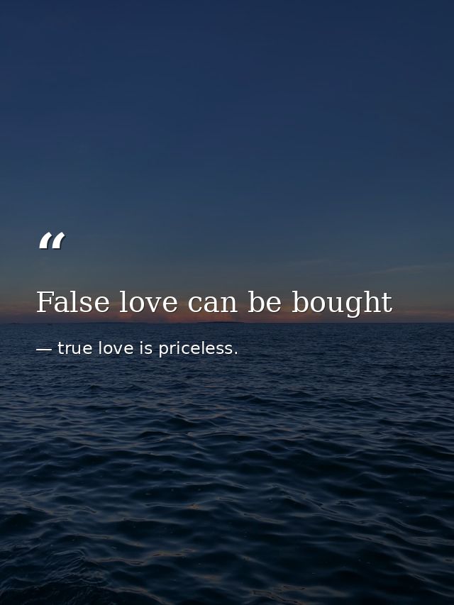 False love can be bought — true love is priceless.