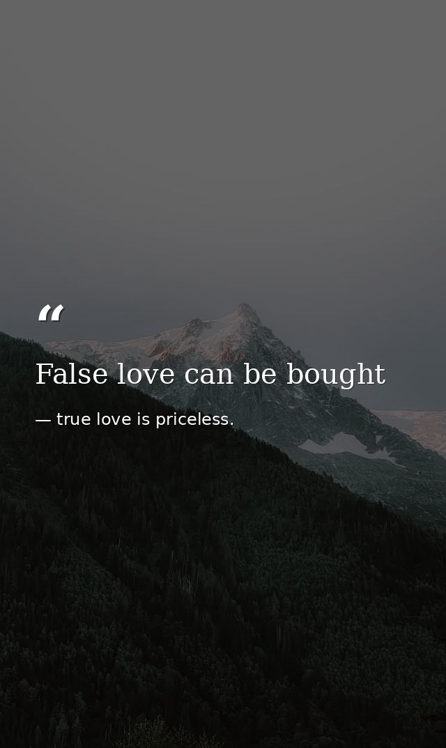False love can be bought — true love is priceless.