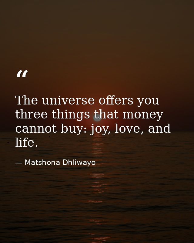 The universe offers you three things that money cannot buy: joy, love, and life. — Matshona Dhliwayo