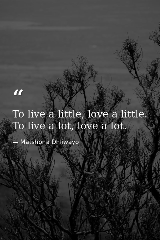 To live a little, love a little. To live a lot, love a lot. — Matshona Dhliwayo