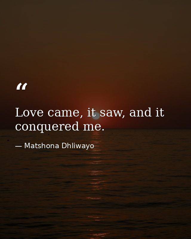 Love came, it saw, and it conquered me. — Matshona Dhliwayo