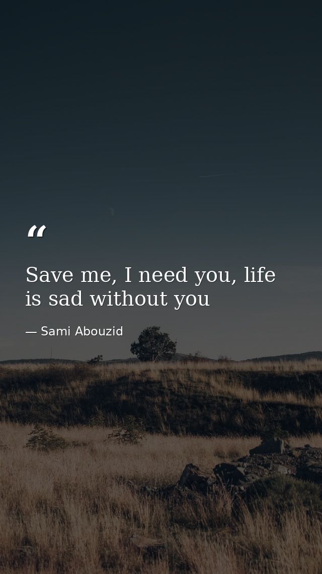 Save me, I need you, life is sad without you — Sami Abouzid