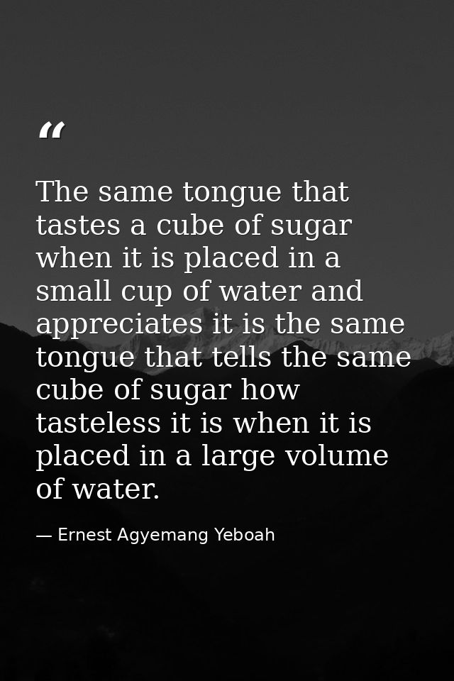 The same tongue that tastes a cube of sugar when it is placed in a small cup of water and appreciates it is the same ton — Ernest Agyemang Yeboah