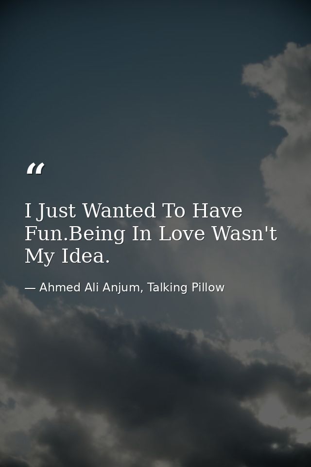 I Just Wanted To Have Fun.Being In Love Wasn't My Idea. — Ahmed Ali Anjum, Talking Pillow