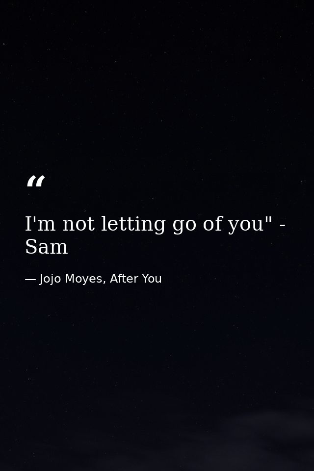 I'm not letting go of you" - Sam — Jojo Moyes, After You