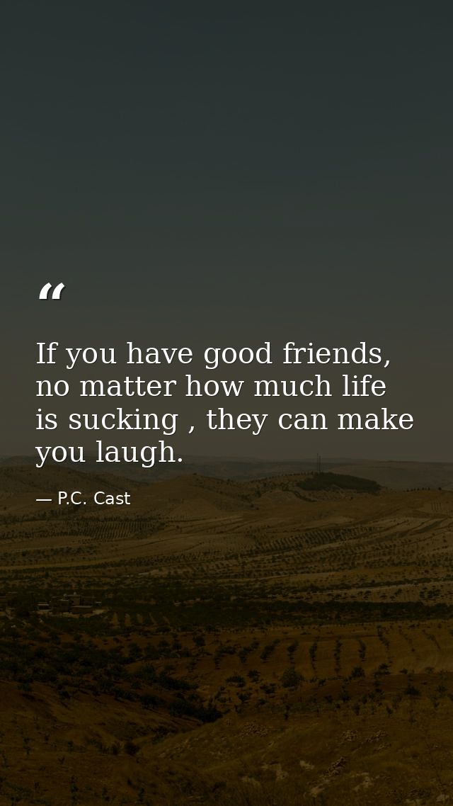 If you have good friends, no matter how much life is sucking , they can make you laugh. — P.C. Cast